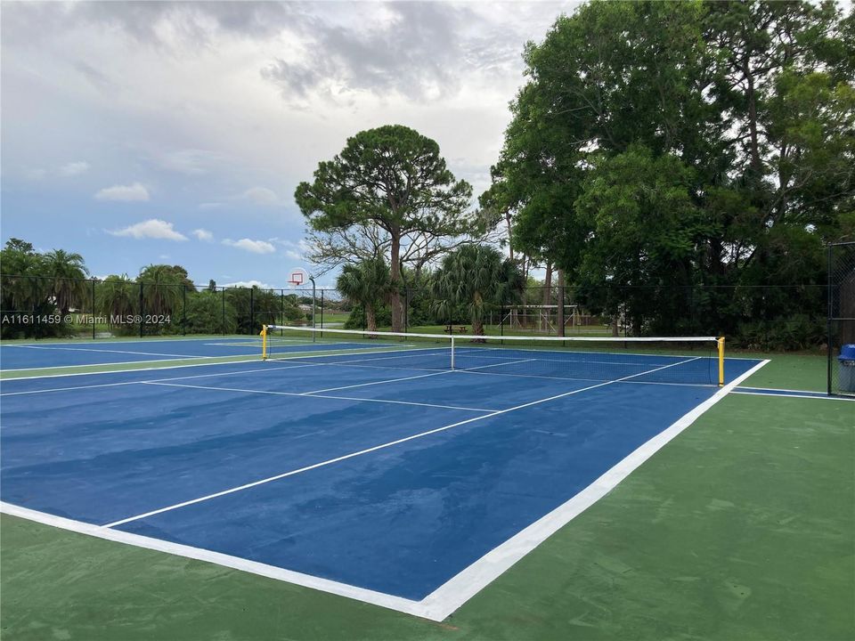 Newly remodeled tennis and basketball courts