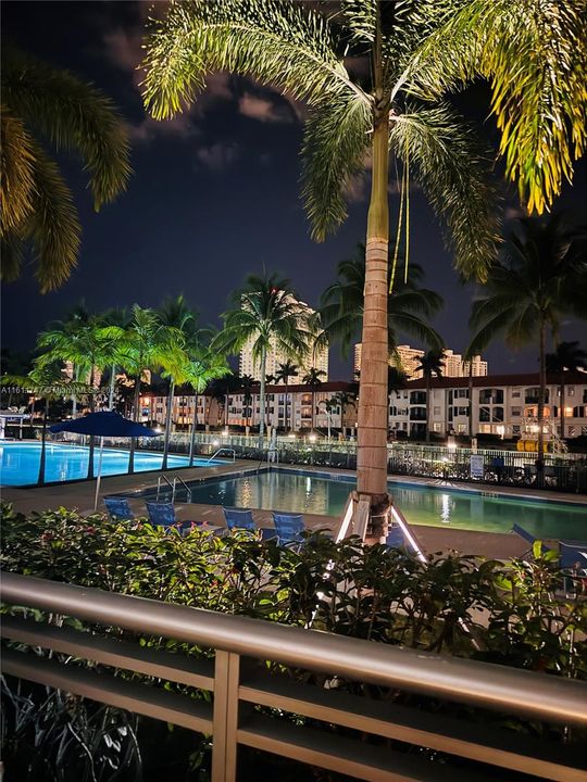 Night view from the first floor balcony