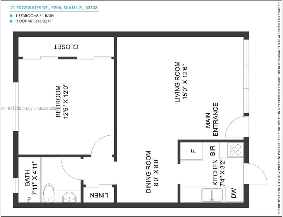 Recently Rented: $2,350 (1 beds, 1 baths, 616 Square Feet)