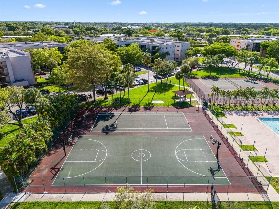 Another view of the basketball court and the gazebo outside for your family to cheer you!