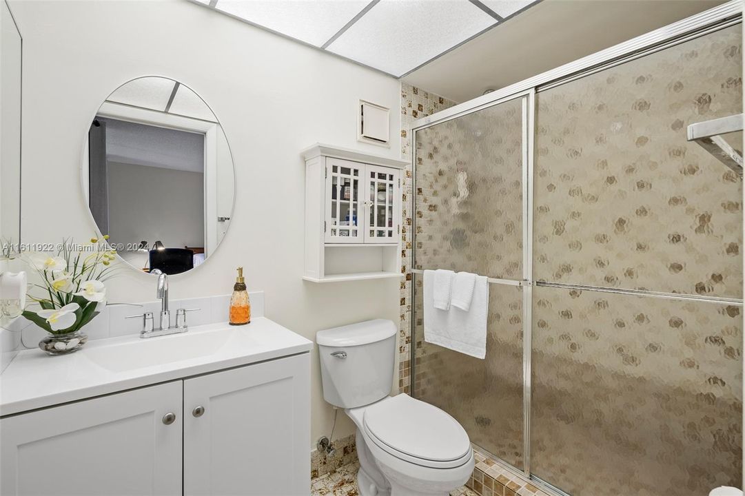 Master bath has a new  vanity.