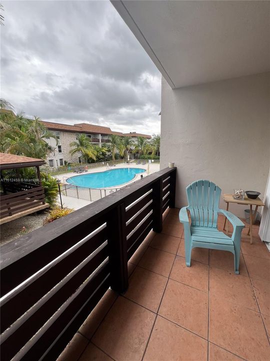 In balcony facing the pool