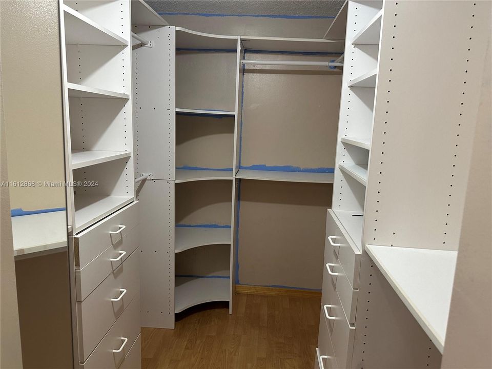 Walk in closet for master bedroom