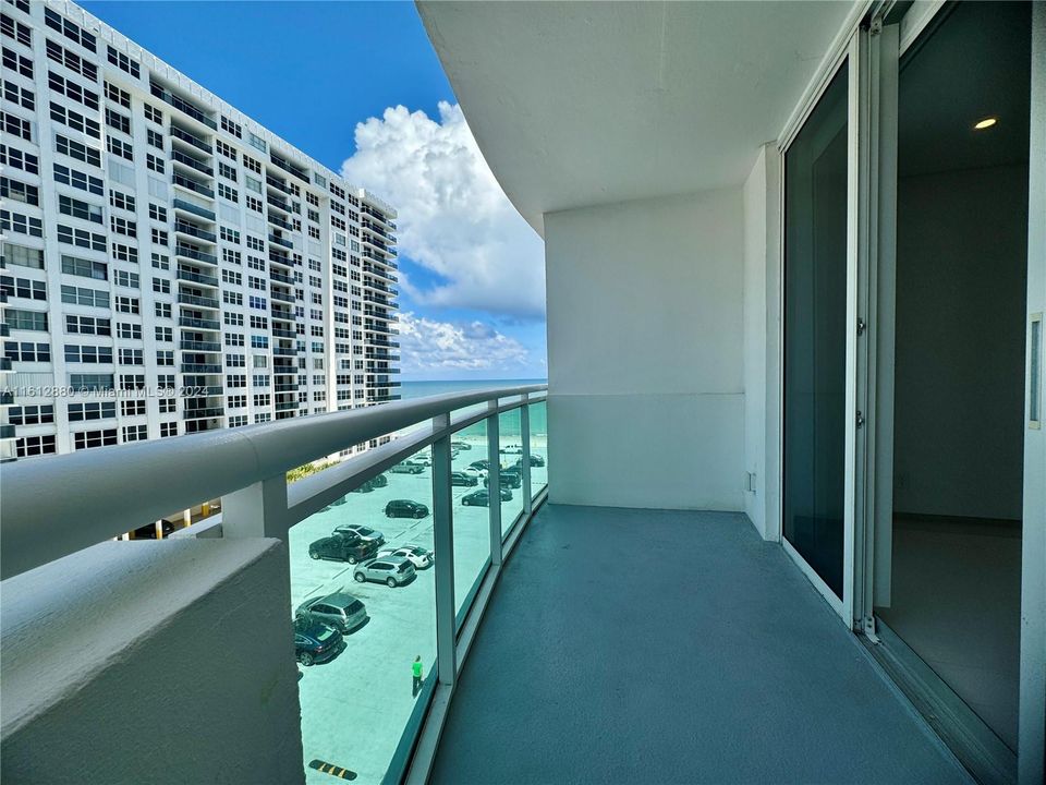 Glass balcony with Hurricane impact glass door