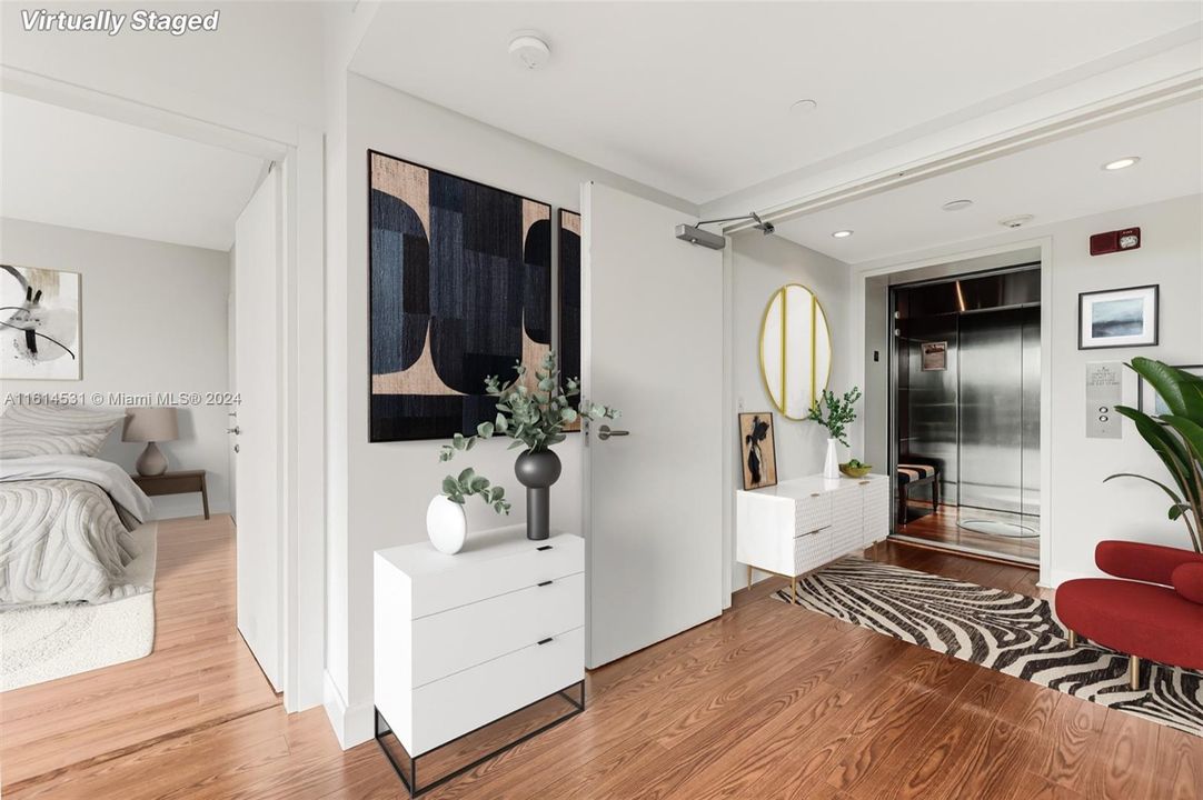 Enter your home from a semi-private elevator and through your own private foyer.