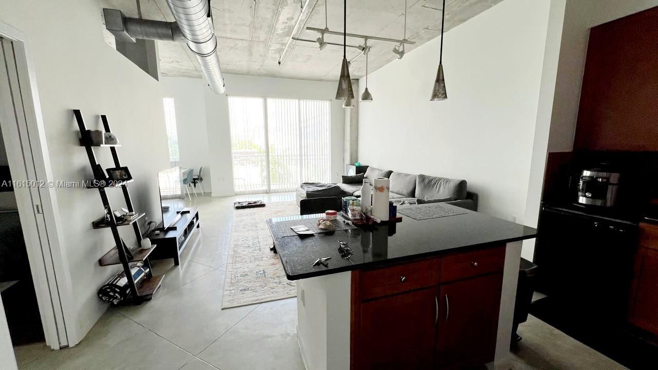 view from kitchen to living room