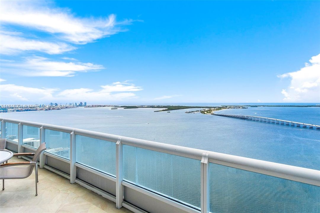 Endless views towards Miami Beach and Fisher Island.