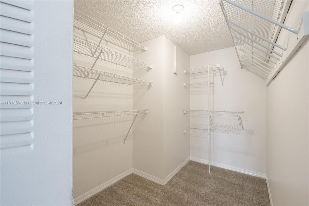 Walk-in closet in master bedroom