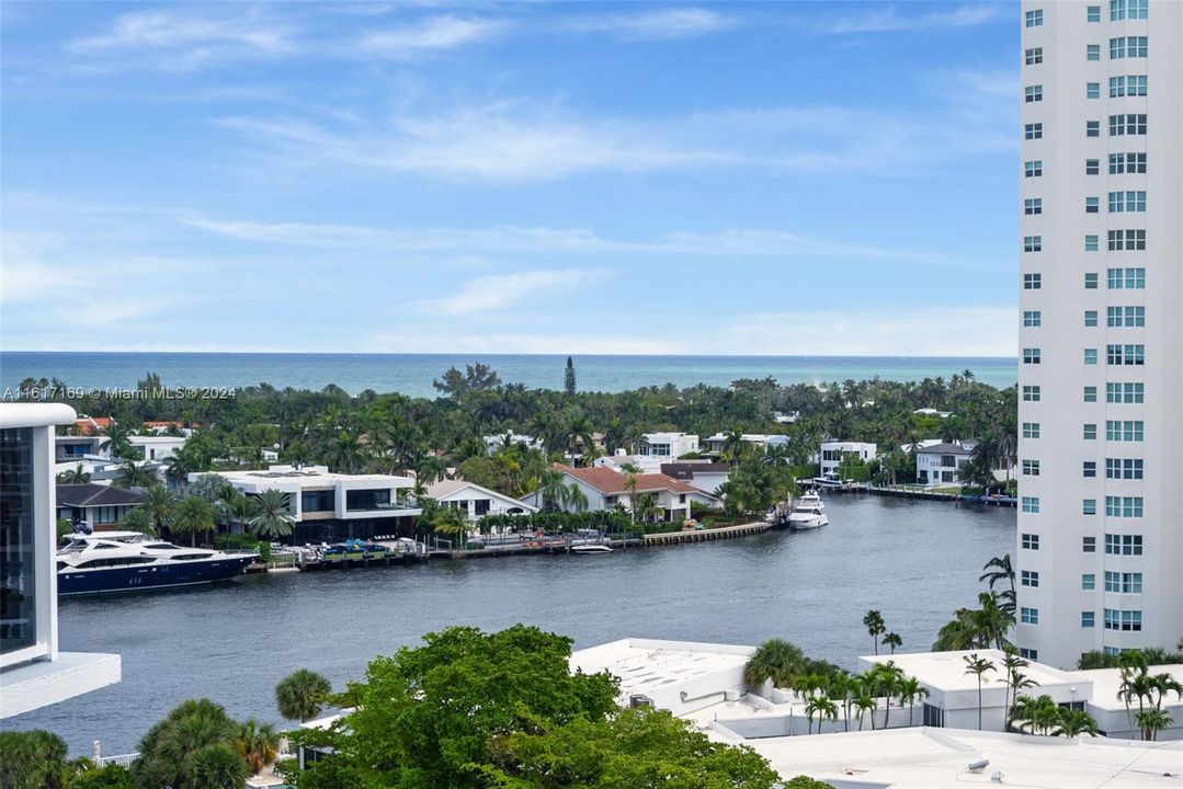 intracoastal and ocean view from balcony of living room