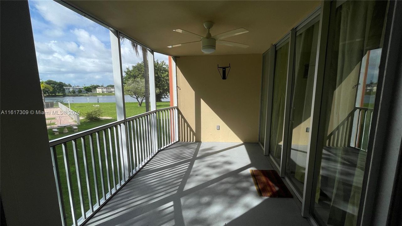 Huge balcony with ceiling fan