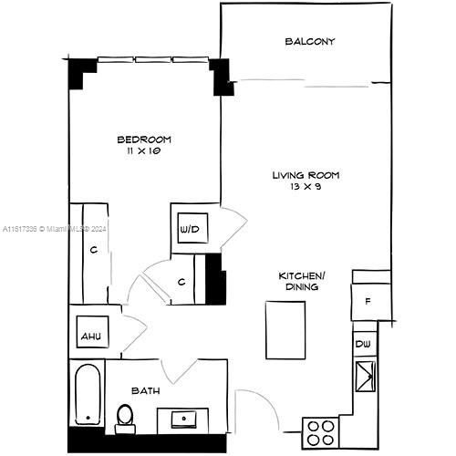 For Rent: $3,894 (1 beds, 1 baths, 732 Square Feet)