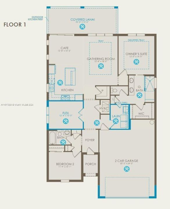 Floor plan with structural options selected.