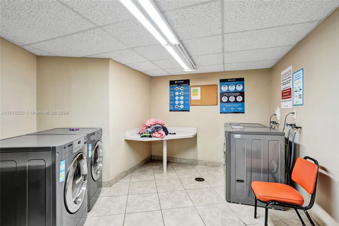 Laundry in hall near unit