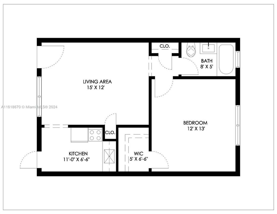 В аренду: $1,750 (1 спален, 1 ванн, 548 Квадратных фут)