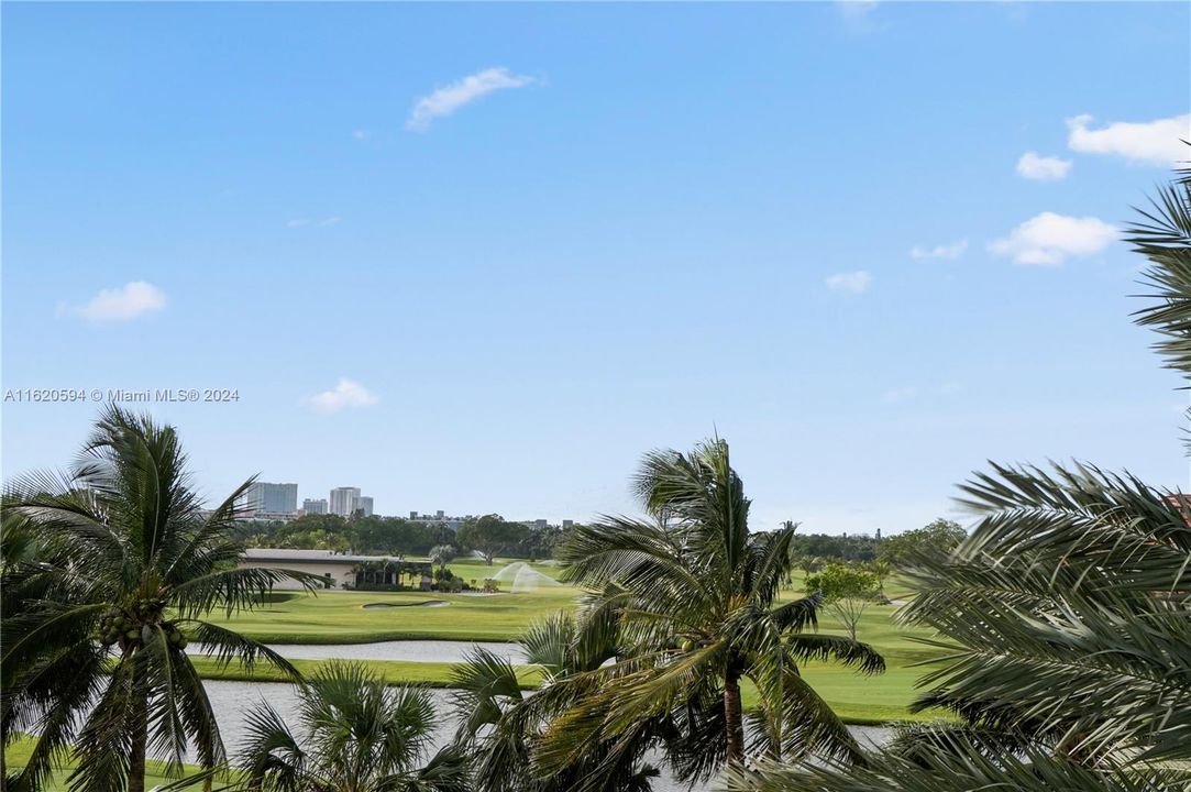 View of the golf course and lakes from the apartment