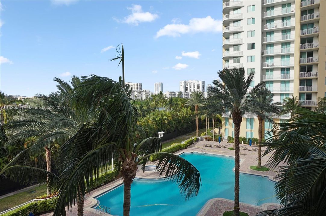 View of the pool from the apartment