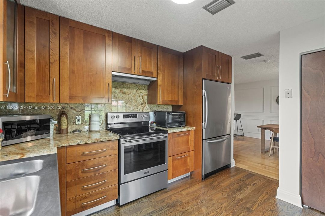 All stainless steel appliances.