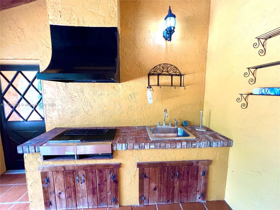 Gas Grill and Sink on the Screened in the Patio