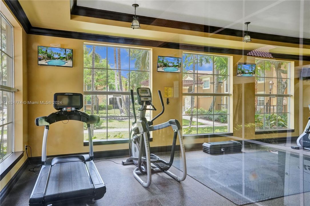 Fully equipped fitness center. Weights, Peloton & more