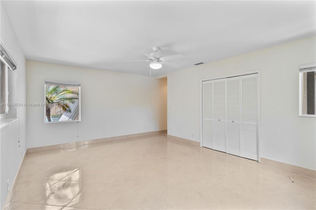 Primary bedroom on south side of house