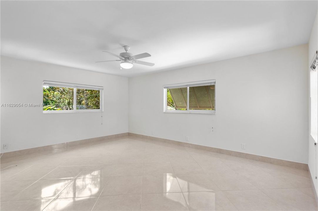 Primary bedroom on south side of house