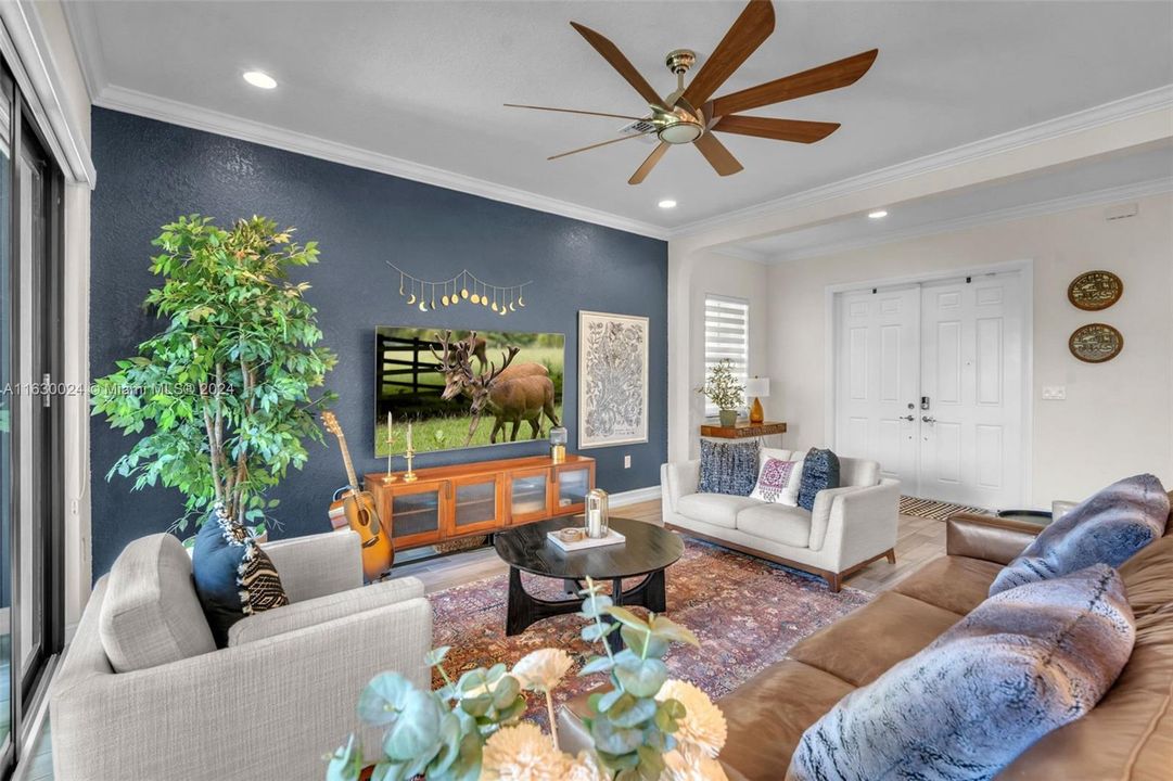 Living Area with Standout Contrast Wall