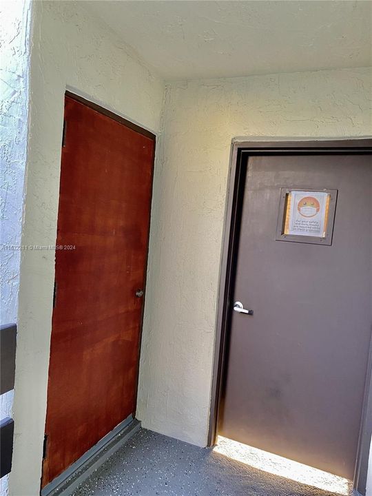 Door on left is the unit's storage space.