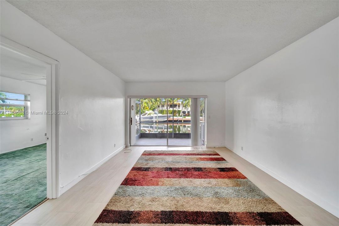 Living area with view of canal