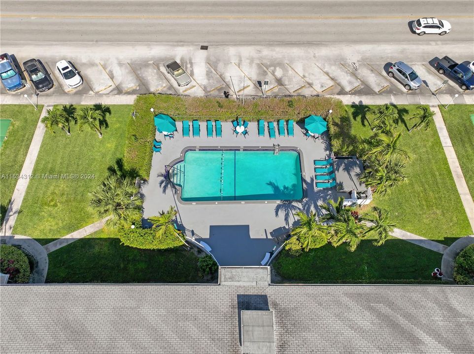 POOL  &  STREET PARKING aerial view