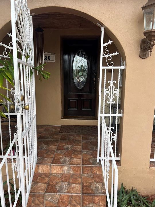 Gated front door entrance.