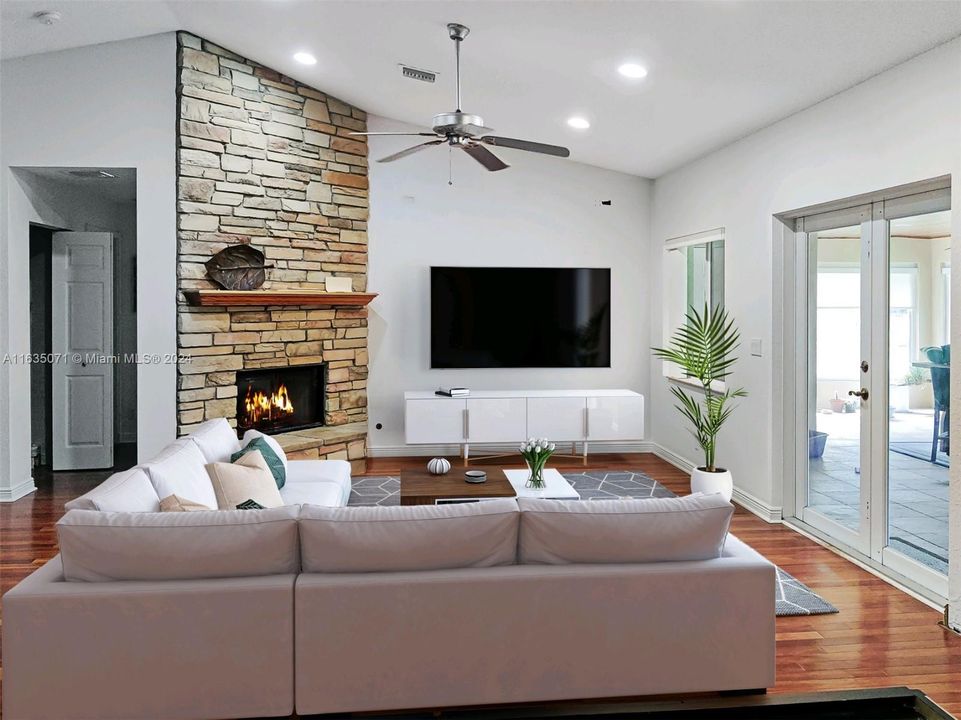 Staged fireplace area