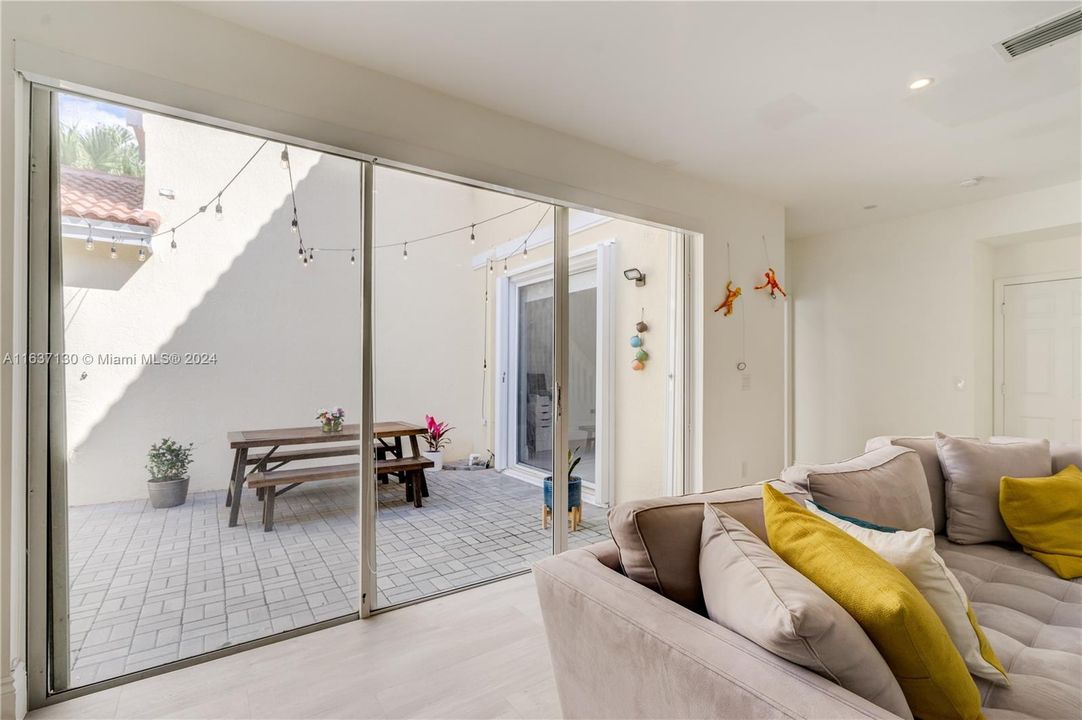 Big glass doors leading into the patio