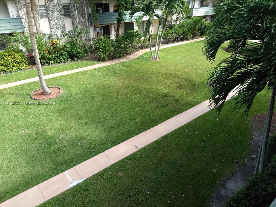 greenbelt from balcony, steps to pool