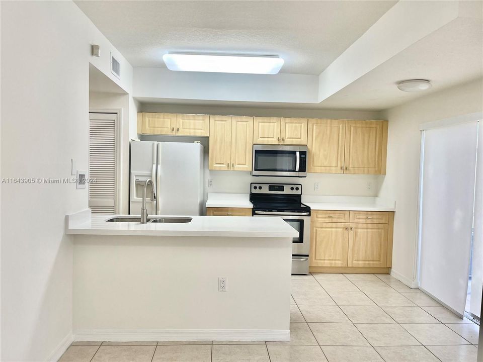 Newly installed quartz countertops.