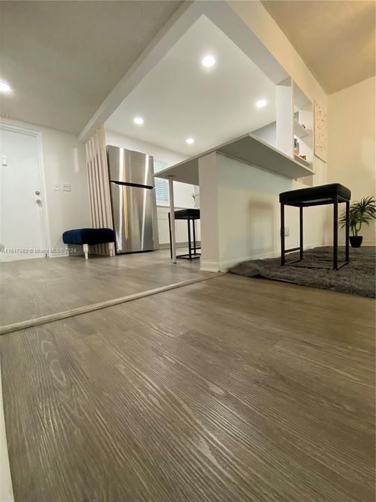 View looking from family room to the kitchen