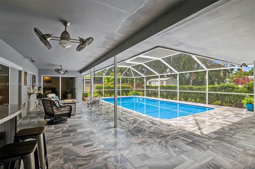 Pool view from guest bath