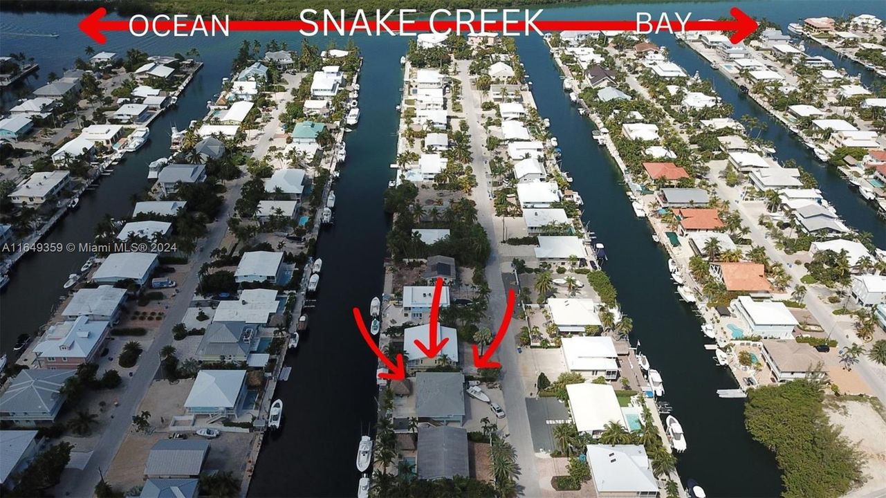 Canal behind the home leading to Snake Creek in the distance