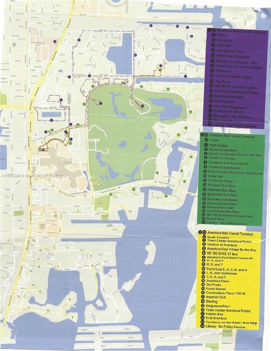 Aventura Community Shuttle stops at each building of Point East