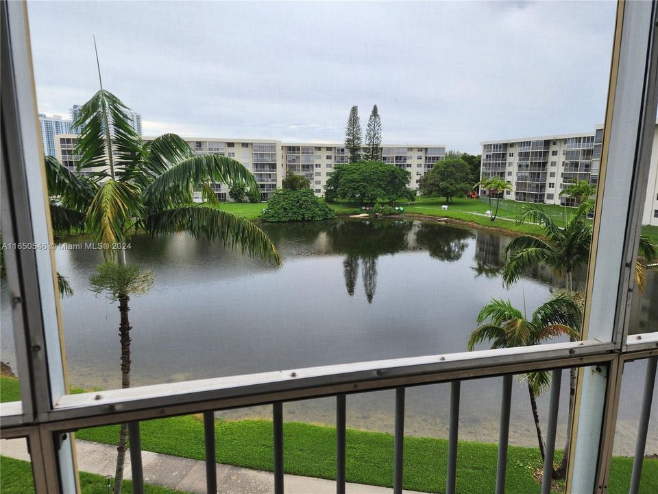 Balcony view of lagoon from living room balcony