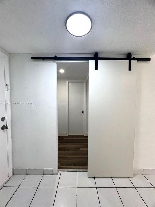 Barn door entrance to office