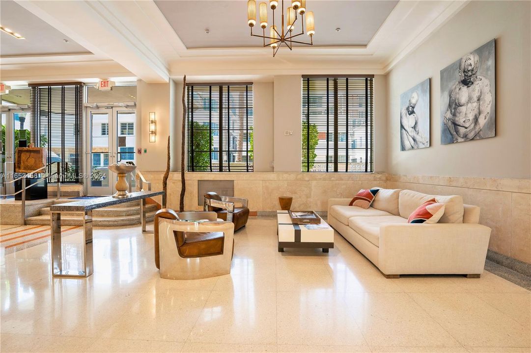 Elegant lobby with modern décor, offering a welcoming atmosphere