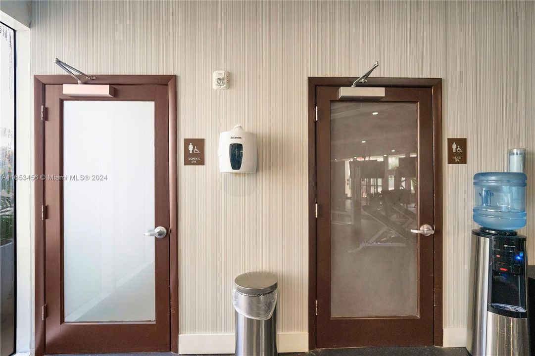 Clean and modern restroom facilities located