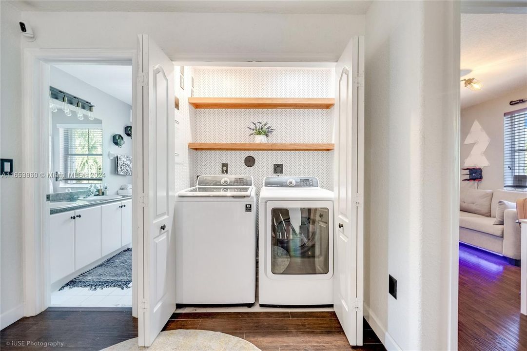 Laundry on the upper floor.