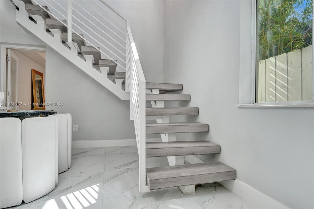 Modern floating-steps stairs.