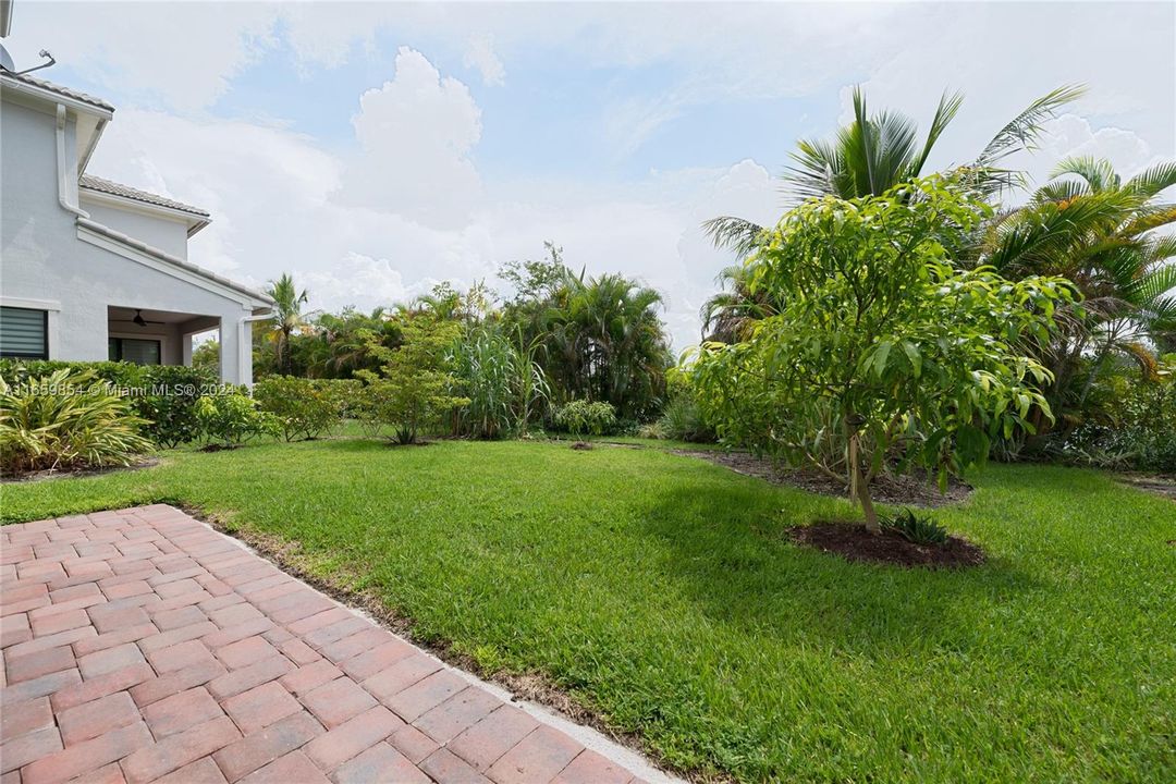 BACKYARD WITH FRUIT TREES AND LAKE VIEW