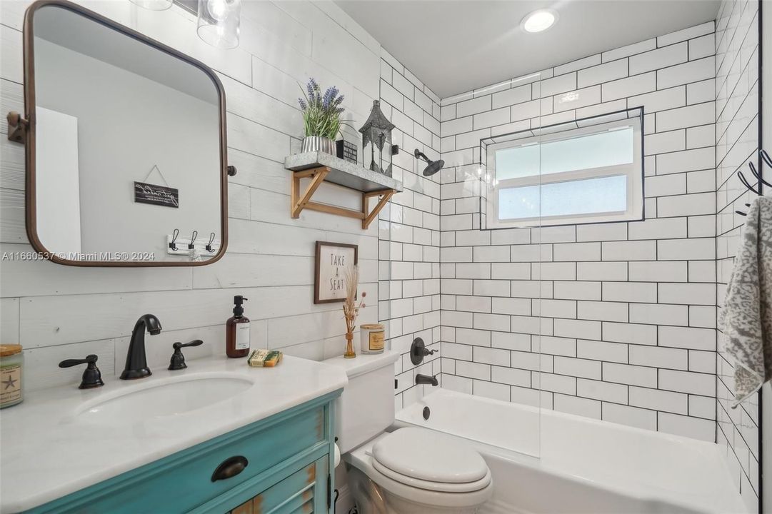 Renovated guest bathroom in Farmhouse Style