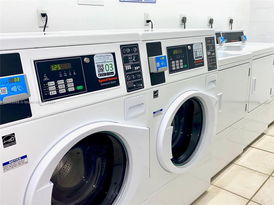 Modern laundry equipment is available at every floor of the building.1000 Parkview Drive, #824, Hallandale Beach, FL.