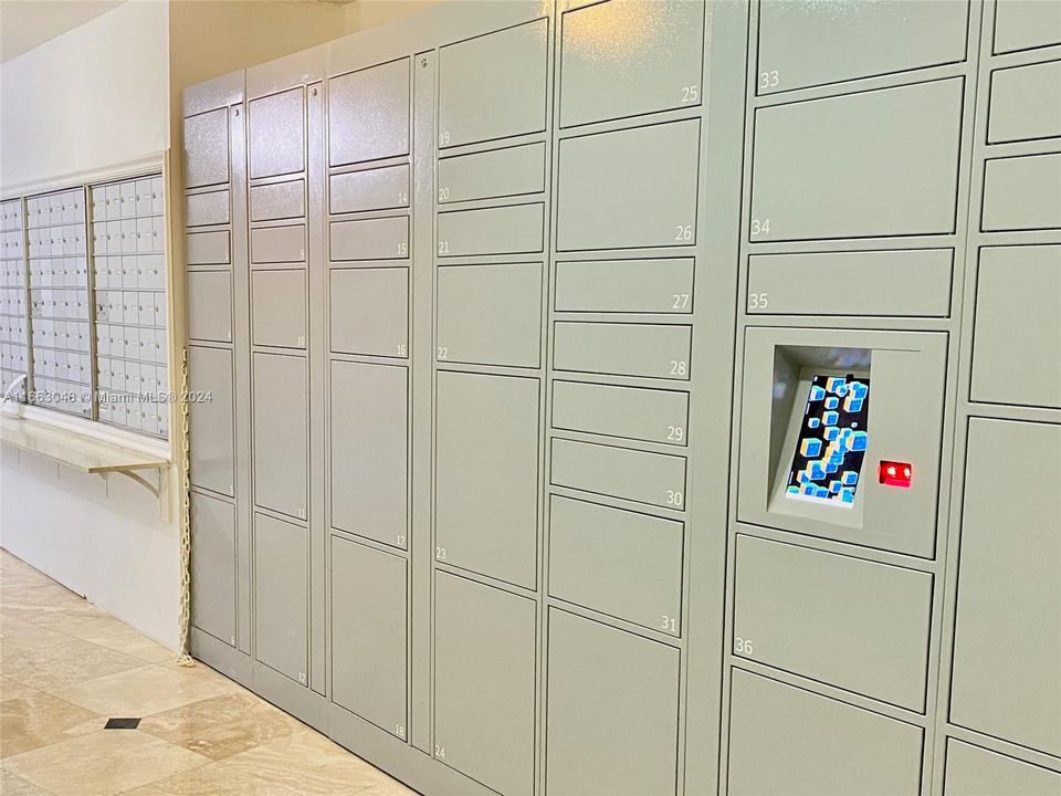 Modern Lockers for your deliveries and Amazon packages.  Oceanview Park Condominium, 1000 Parkview Drive, #824, Hallandale Beach, FL.