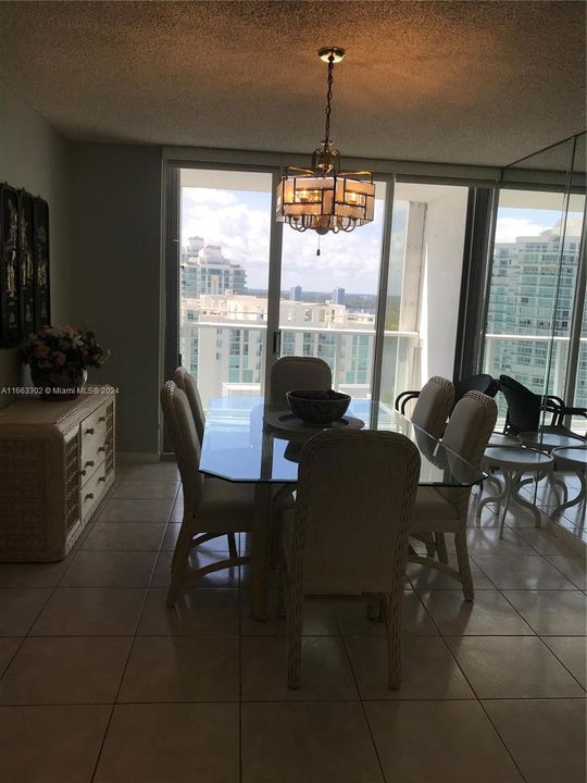 Dining Room with west City view from second  balcony