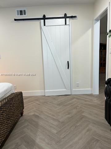 barn door to bathroom